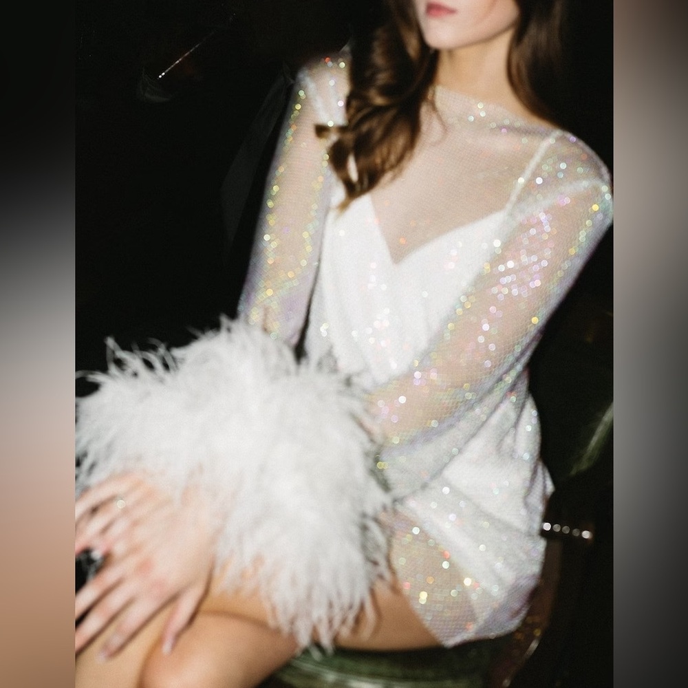 MARAYA Rhinestone mesh dress with slip dress